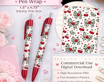 Kirsch Kuh Print Bow Pen Wrap | Nahtloses Muster (Digitaler Download)