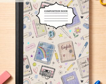 Couverture de livre Composition Gen X PNG | Wrap rétro des années 90 pour ordinateur portable (téléchargement numérique)
