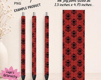 Stylo à motif damassé tête de mort gothique (PNG) | Papeterie victorienne à ornements (Téléchargement numérique)
