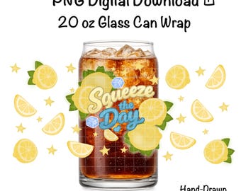 Zitronenglasdosenverpackung PNG | Drück den Tag Sommer Trinkgefäß Design (Digitaler Download)