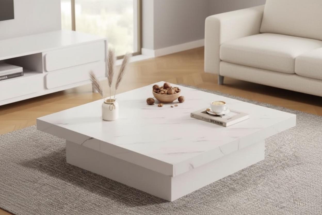 Table Basse Minimaliste Moderne Avec Rangement Sur Le Dessus Relevable Et Design Élégant