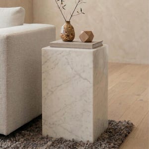 Calacatta Viola Marble Side Table , Luxury Plinth Decor , Marble Side Table , Living Room Gift , Living Room Table , Marble Decor