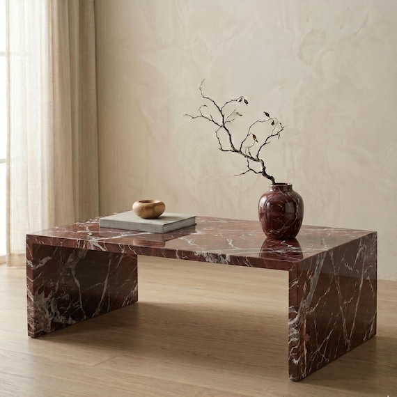 Waterfall Marble Side Table , Luxury Plinth Decor , Marble Side Table , Waterfall Stone Table, Marble Decor , Marble Mid Table