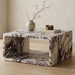 Calacatta Viola Marble Side Table , Luxury Plinth Decor , Marble Side Table , Living Room Gift , Living Room Table , Marble Decor