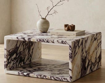 Calacatta Viola Marble Side Table , Luxury Plinth Decor , Marble Side Table , Living Room Gift , Living Room Table , Marble Decor