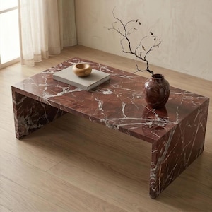 Waterfall Marble Side Table , Luxury Plinth Decor , Marble Side Table , Waterfall Stone Table, Marble Decor , Marble Mid Table image 2