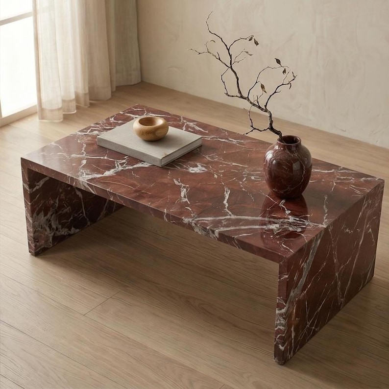 Waterfall Marble Side Table , Luxury Plinth Decor , Marble Side Table , Waterfall Stone Table, Marble Decor , Marble Mid Table image 2