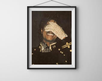 Michael Jackson Poster – Iconic Sequined Glove & Smile Wall Art, King of Pop Vintage Music Print for Studios, Bedrooms , Retro Decor