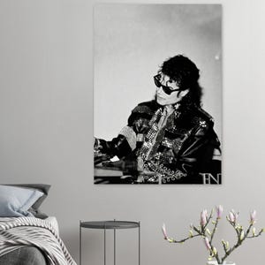 Michael Jackson Poster – Iconic King of Pop Wall Art, Vintage Black and White Music Decor, Retro MJ Print for Music Rooms & Studio Decor image 4