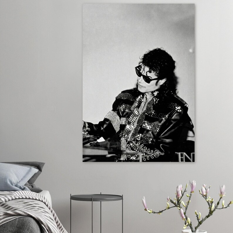 Michael Jackson Poster – Iconic King of Pop Wall Art, Vintage Black and White Music Decor, Retro MJ Print for Music Rooms & Studio Decor image 4