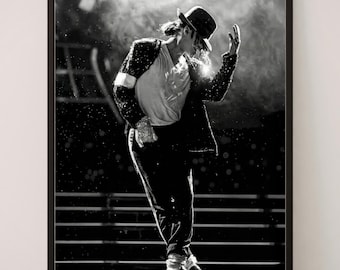 Michael Jackson Live Performance Poster – King of Pop Iconic Dance Pose Wall Art, Billie Jean Stage Print for Music Rooms & Home Theaters