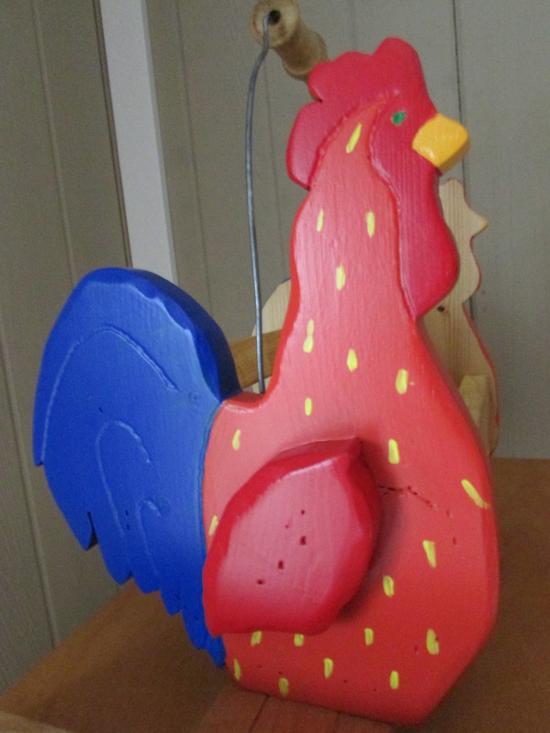 Wood Basket Rooster