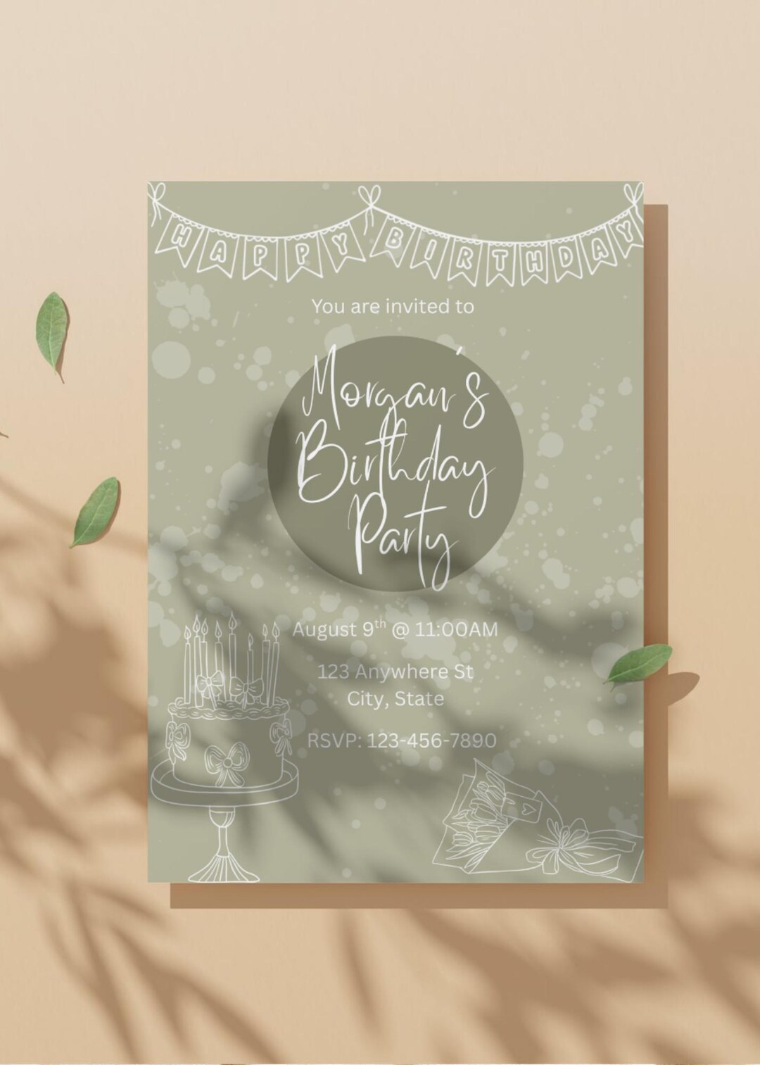 Editable Birthday Invitation Template, Simple Party Design (digital ...