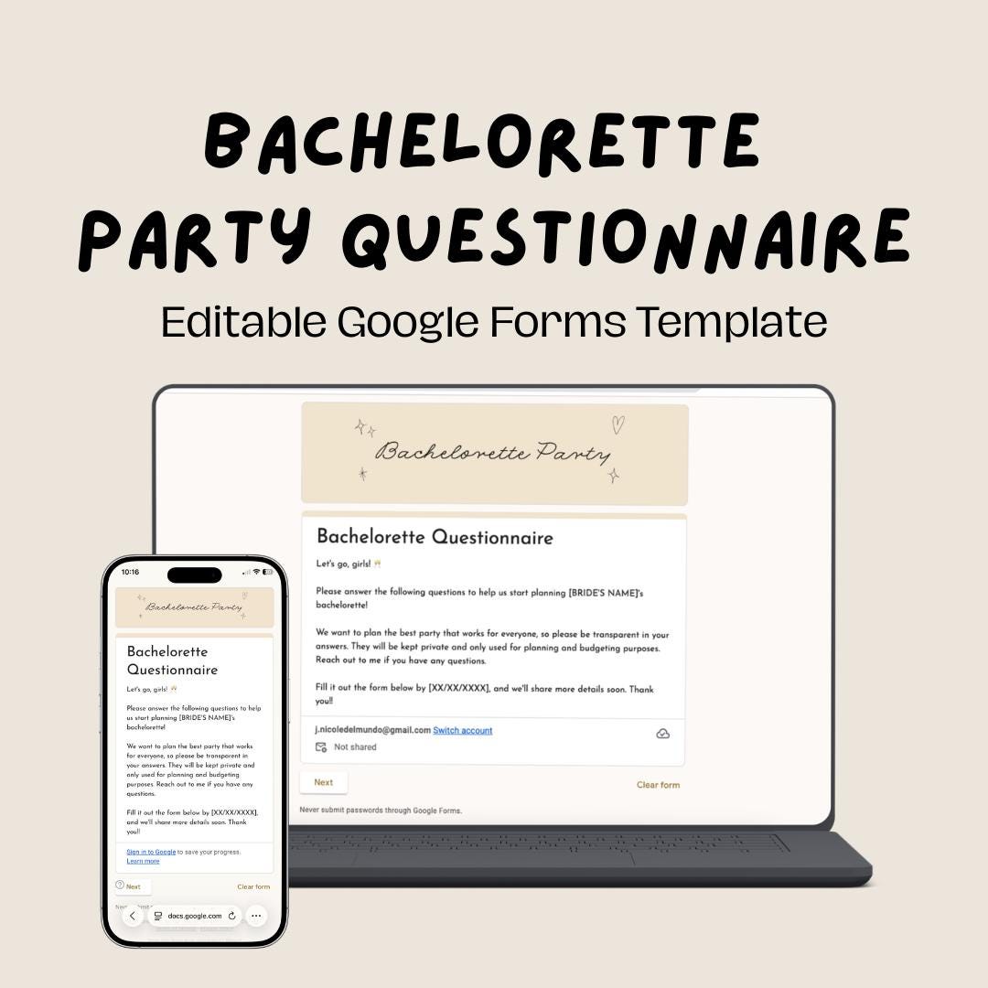 Bachelorette Party Planning Survey | Google Form Template for Maid of ...