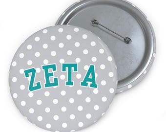 Zeta Tau Alpha Button Pin Greek Life Accessory Bid Day Gift Big Little Reveal Sorority Merch College Button Pin