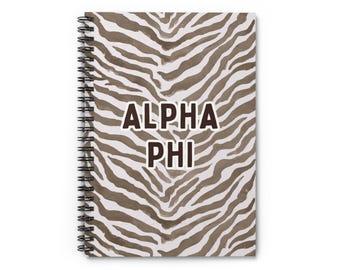 Alpha Phi Zebra Print Spiral Notebook | Ruled Line