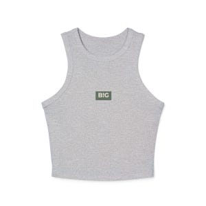 Big Little Racer-tanktop – op dagelijkse oefeningen geïnspireerd BIG LITTLE microribtanktop met hoge hals, trendy studentenvereniging cadeau groot shirt Athletic Heather