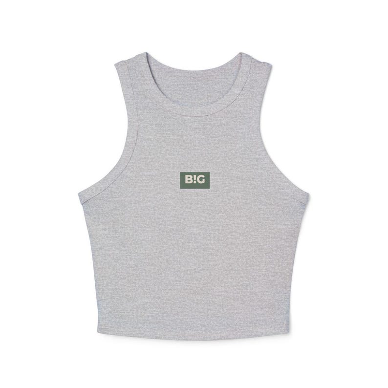 Big Little Racer-tanktop – op dagelijkse oefeningen geïnspireerd BIG LITTLE microribtanktop met hoge hals, trendy studentenvereniging cadeau groot shirt Athletic Heather