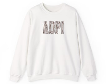 Benutzerdefinierte Alpha Delta Pi Sweatshirt, Zebra Print ADPi Rundhalsausschnitt, personalisierte Rekrutierung Sweatshirt, Bid Day Geschenk, griechische Kleidung