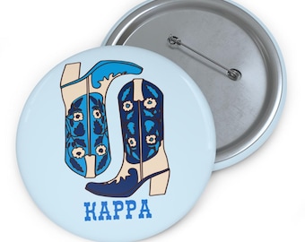 Kappa Kappa Gamma Button Pin, Western Boots Greek Life Pin, Bid Day Gift, Big Little Gift, 3 Inch Sorority Button