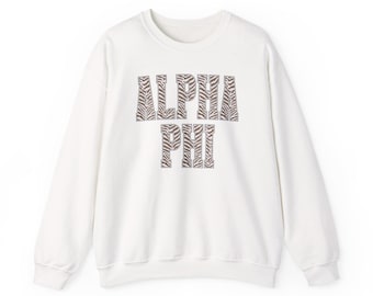 Benutzerdefinierte Alpha Phi Sweatshirt, Zebra-Druck Alpha Phi Rundhalsausschnitt, personalisierte Einstellung Sweatshirt, Bid Day Geschenk, griechische Kleidung