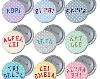 Custom Sorority Button Pin Greek Life Accessory Bid Day Gift Big Little Reveal Sorority Merch College Button Pin