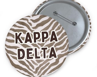 Kappa Delta Button Pin, Zebra Print Greek Life Button, Personalized Sorority Pin, Bid Day Gift, Big Little Reveal, Recruitment Button