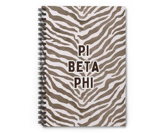 PiBeta Phi Zebra Print Notizbuch | Spiral Liniertes Journal