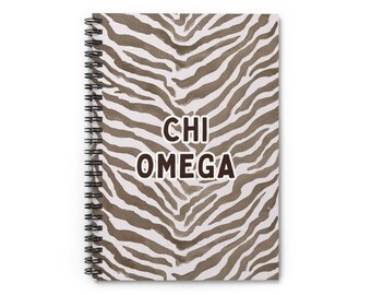 Chi Omega Zebra Print Spiralblock | Liniertes Liniertes Journal