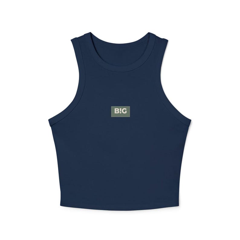 Big Little Racer-tanktop – op dagelijkse oefeningen geïnspireerd BIG LITTLE microribtanktop met hoge hals, trendy studentenvereniging cadeau groot shirt Solid Navy Blend