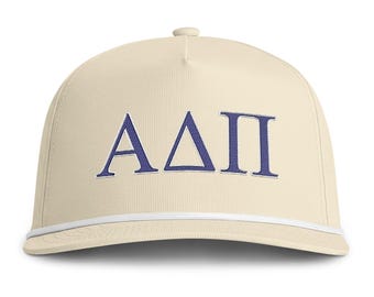 Alpha Delta Pi Seil-Hut, ADPi bestickter Sorority-Hut, Komfort-Farben-Seilkappe, Bid-Day-Hut, Rush-Week-Geschenk, großes kleines Geschenk