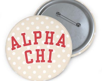 Alpha Chi Omega Button Pin Greek Life Accessory Bid Day Gift Big Little Reveal Sorority Merch College Button Pin
