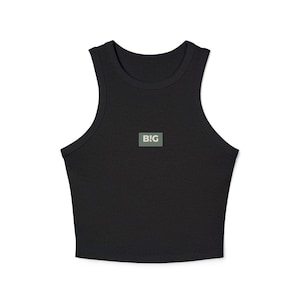 Big Little Racer-tanktop – op dagelijkse oefeningen geïnspireerd BIG LITTLE microribtanktop met hoge hals, trendy studentenvereniging cadeau groot shirt Solid Black Blend