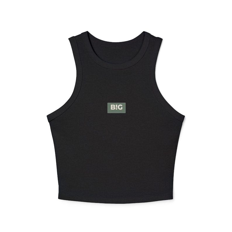 Big Little Racer-tanktop – op dagelijkse oefeningen geïnspireerd BIG LITTLE microribtanktop met hoge hals, trendy studentenvereniging cadeau groot shirt Solid Black Blend