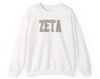 Benutzerdefinierte Zeta Tau Alpha Sweatshirt, Zebra-Print Sorority Rundhalsausschnitt, personalisierte Rekrutierung Sweatshirt, Bid Day Geschenk, griechische Kleidung