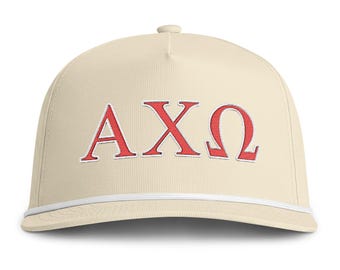 Alpha Chi Omega Seilhut, bestickter Sorority-Hut, Komfortfarben Seilhut, Bid Day Hut, Rush Week Geschenk, großes kleines Geschenk, griechisches Leben Cap