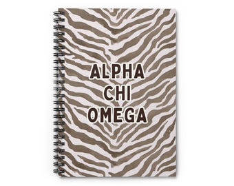 Alpha Chi Omega Zebra Streifen Spiralblock | Liniertes Notizbuch