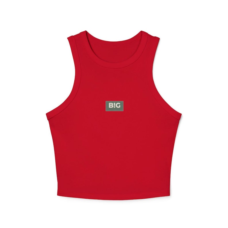Big Little Racer-tanktop – op dagelijkse oefeningen geïnspireerd BIG LITTLE microribtanktop met hoge hals, trendy studentenvereniging cadeau groot shirt Solid Red Blend