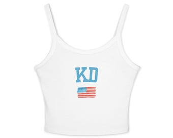 Camiseta sin mangas Kappa Delta, camiseta corta de hermandad, camiseta sin mangas de la vida griega, camiseta de hermandad con la bandera estadounidense, camiseta sin mangas Bella Canvas 1019, atuendo para el día de la ceremonia de iniciación.