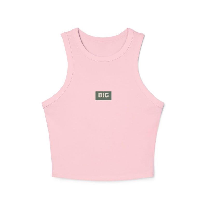 Big Little Racer-tanktop – op dagelijkse oefeningen geïnspireerd BIG LITTLE microribtanktop met hoge hals, trendy studentenvereniging cadeau groot shirt Solid Pink Blend