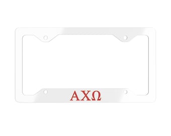 Alpha Chi Omega griechische Buchstaben Metall-Nummernschild-Rahmen | Sorority Auto Dekor