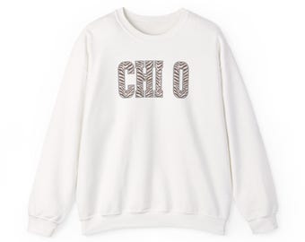 Benutzerdefinierte Chi Omega Sweatshirt, Zebra-Druck Chi Omega Rundhalsausschnitt, personalisierte Einstellung Sweatshirt, Bid Day Geschenk, griechische Kleidung