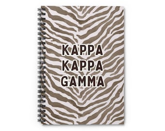 Kappa Kappa gam Notizbuch mit Zebradruck | Spiral Liniertes Journal