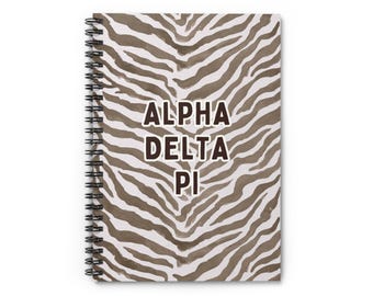 Alpha Delta Pi Zebra Muster Spiralblock | Sorority Liniertes Notizbuch