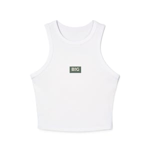 Big Little Racer-tanktop – op dagelijkse oefeningen geïnspireerd BIG LITTLE microribtanktop met hoge hals, trendy studentenvereniging cadeau groot shirt Solid White Blend