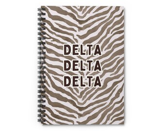 Delta Delta Delta Notizbuch mit Zebramuster | Liniertes Journal