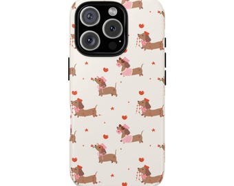 Funda para teléfono con diseño de perro salchicha para iPhone, Samsung Galaxy y Google Pixel, funda adorable con forma de perro salchicha, funda protectora para teléfono con diseño de perro salchicha, regalo para amantes de los perros.