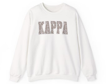Benutzerdefinierte Kappa Kappa gam Sweatshirt, Zebra Print Kappa Rundhalsausschnitt, personalisiertes Rekrutierungs-Sweatshirt, Bid Day Geschenk, griechische Kleidung