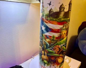 Vaso de Puerto Rico – Arte tropical, rana coquí, diseño emblemático, regalo isleño
