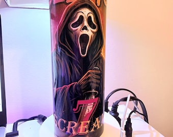 Vaso de terror Scream 7 – Taza de acero inoxidable con diseño de Ghostface, regalo ideal para fans del cine de terror.
